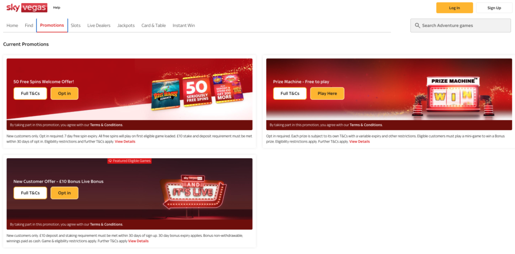 sky vegas casino promotions